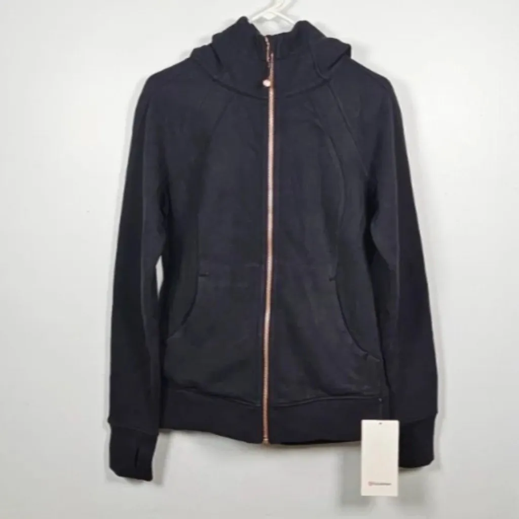 Lululemon Scuba Full-Zip Hoodie - Black / Rose Gold - Women's Size 8 - LW3JGYS - Image 2