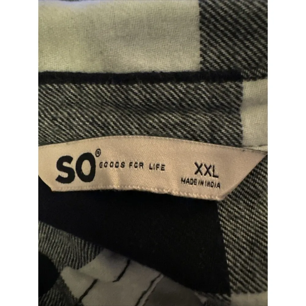 SO Juniors Women's Black White Buffalo Check Cozy Flannel Shirt Top XXL New - Image 4