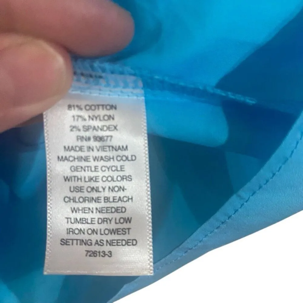 Worthington NWT cotton blend puffy sleeve belted vneck pleated medium - Image 3