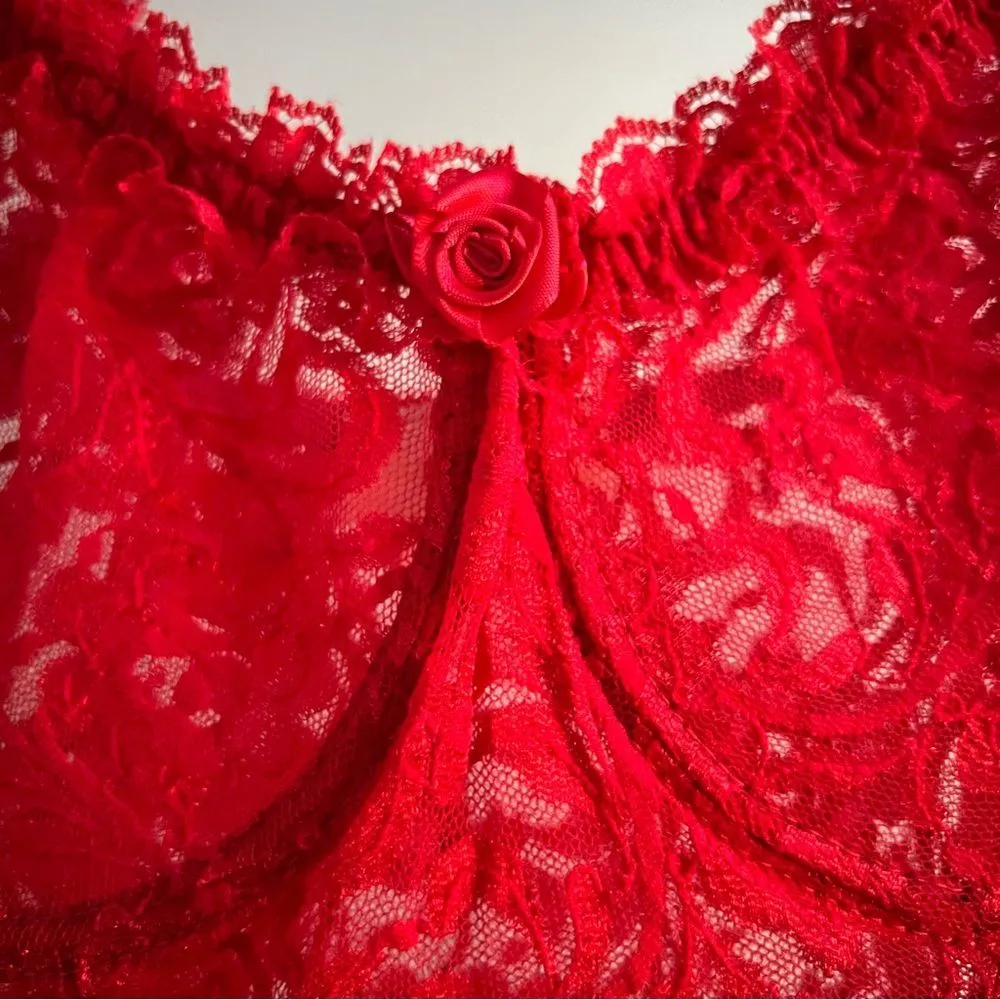 Vintage Inner Most Red Lace Slip Dress Size XL Lingerie - Image 6