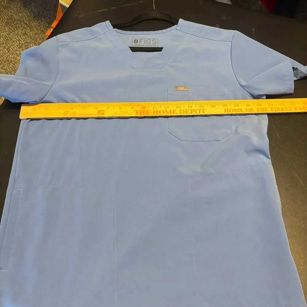 Figs Scrub Top Technical Collection Adult Small Blue 3 Pockets V Neck TM3000 - Image 4
