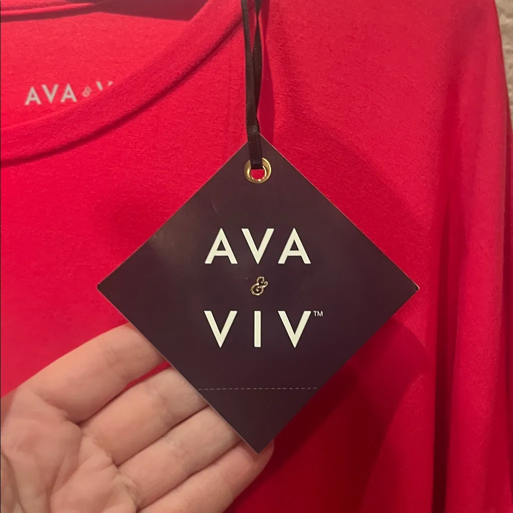 New Ava & Viv Women’s Drapy Shortest Sleeve T Shirt Red Size 2X NWT - Image 10