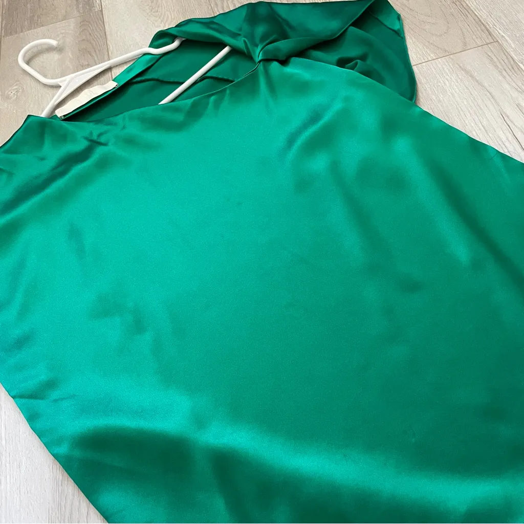 Dion Lee Blouse silk asymmetrical neck womens Green (size 8) satin contemporary - Image 8