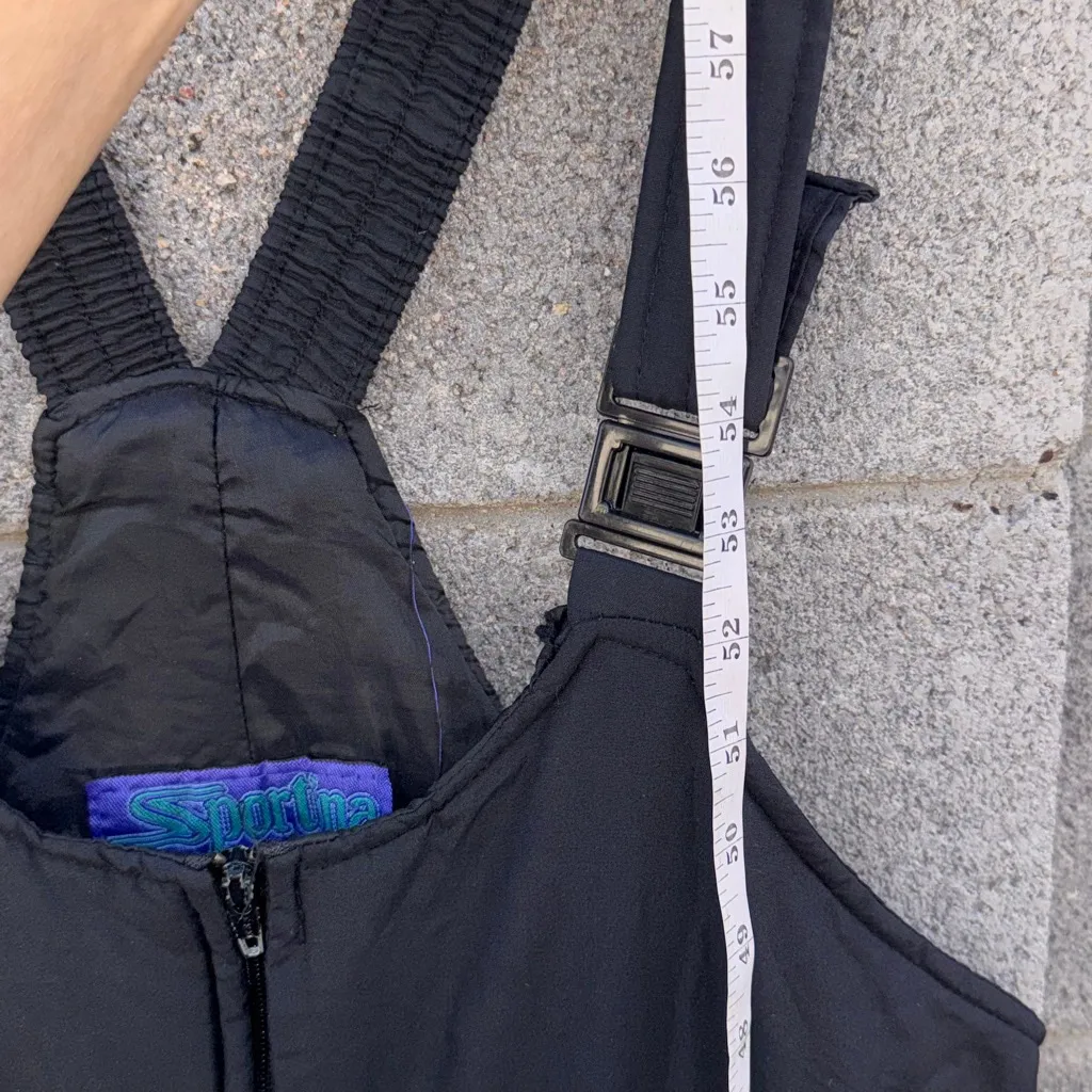 Vintage Sportina Black Quilted Ski Bib Overalls Women's M Size M - Image 4