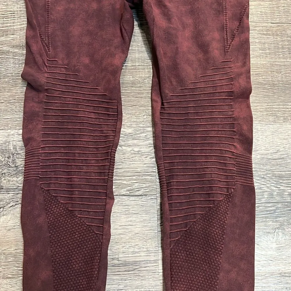 YELETE Women's Moto High Waist Ankle Workout Yoga Leggings Pants Tights S/M - Image 5