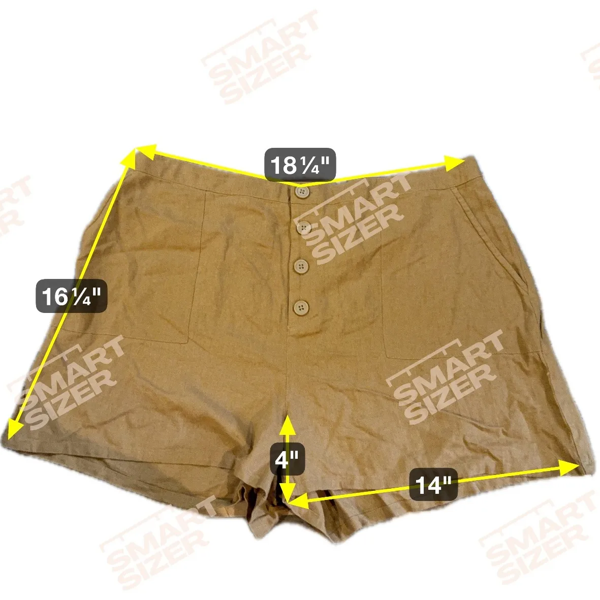 Abound  Linen Blend Shorts High Waist Button Front‎ Casual Brown 1X - Image 7