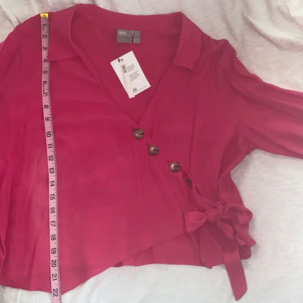 ASOS Top Women’s Size 14 ASOS Shirt Long Sleeve ASOS Wrap Blouse BARBIECORE - Image 13