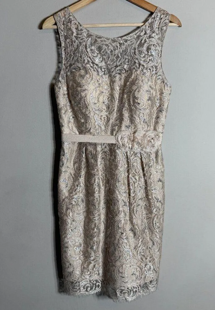 Jenny Yoo Harlow BHLDN Lace Knee Length Cocktail Dress Women's 8 Sandstone Tan - Image 6