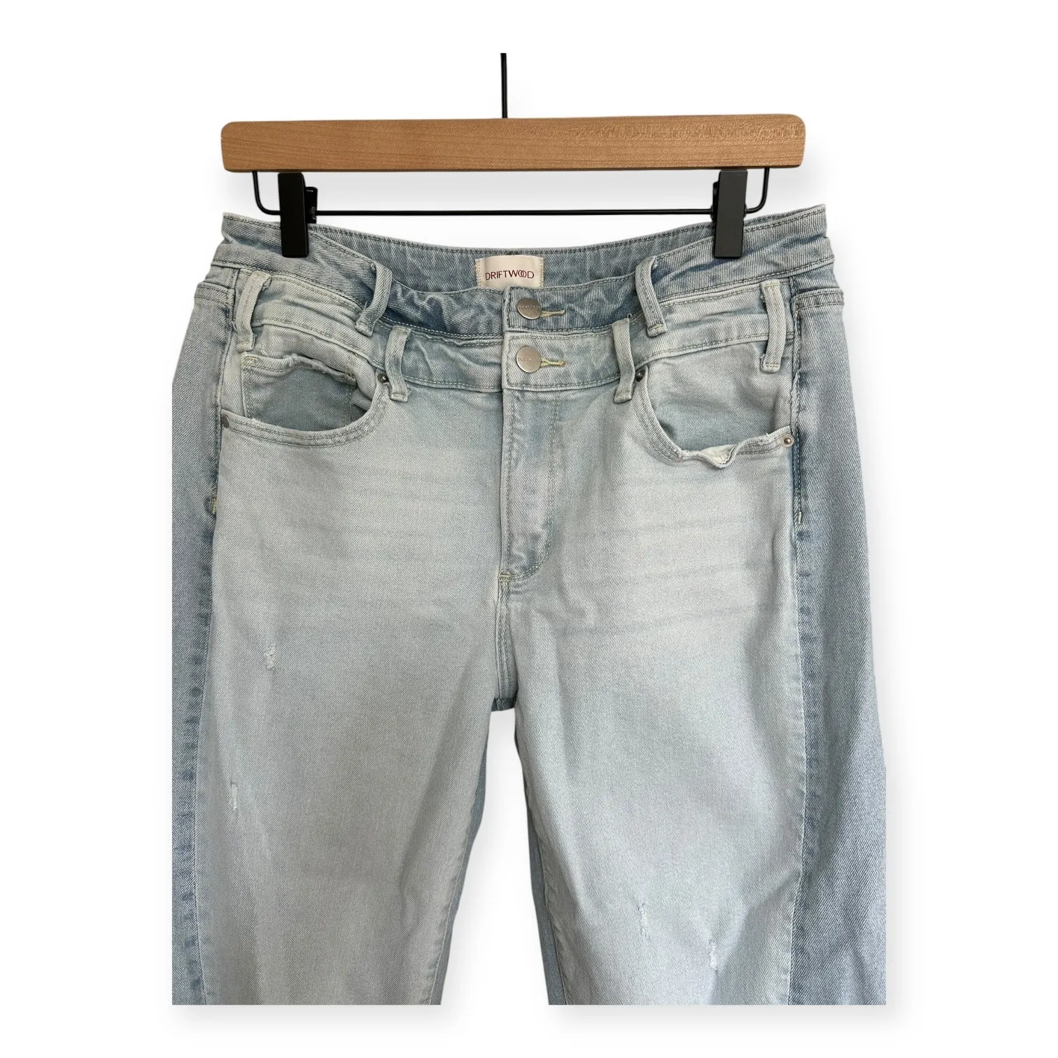 Driftwood Cece Wide Leg Split Hem Jeans Light Wash Two Tone sz 30 Edgy Festival - Image 5