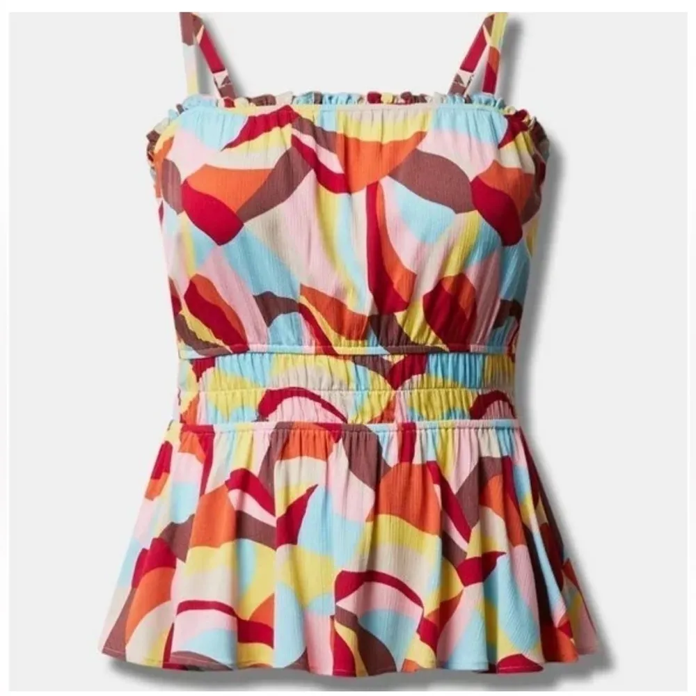 TORRID Sleeveless Peplum Baby Doll Geometric Print Top Size 5 NEW - Image 6