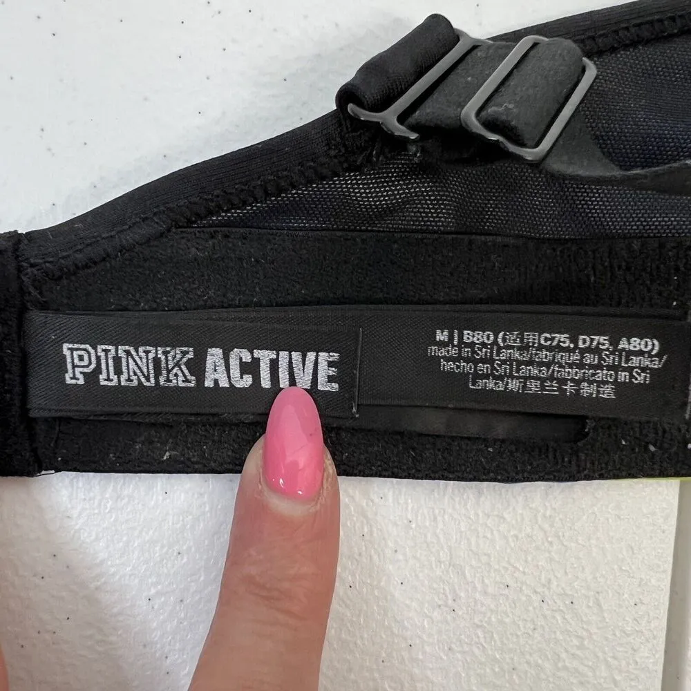 Victoria’s Secret PINK Active Sz M Sport Bra Ultimate Lightly Lined Black Floral Size M - Image 10