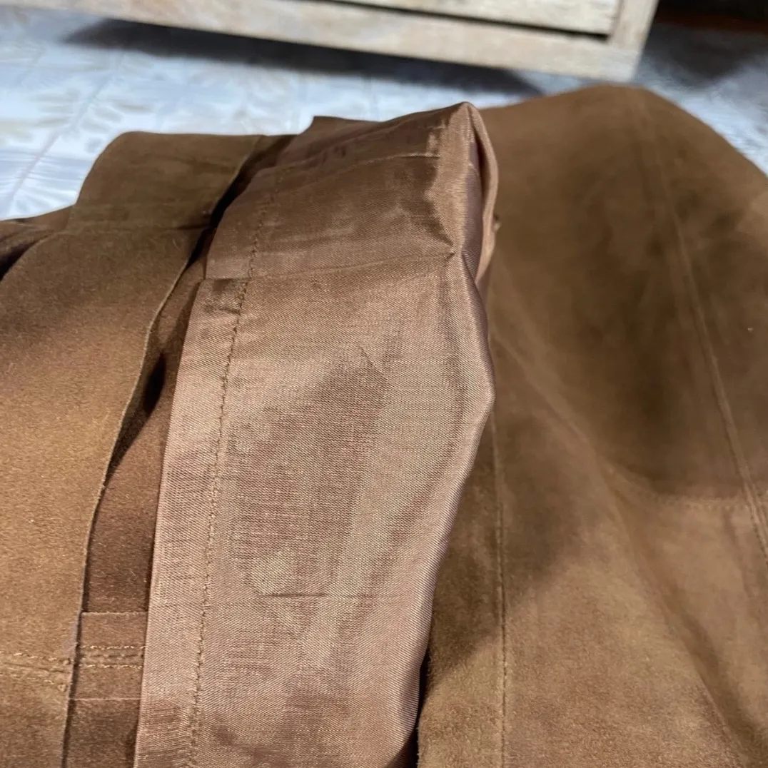 Juliana Collezione 100% Suede Leather Pants Women's 8 Brown Bootcut High Rise Tan - Image 9