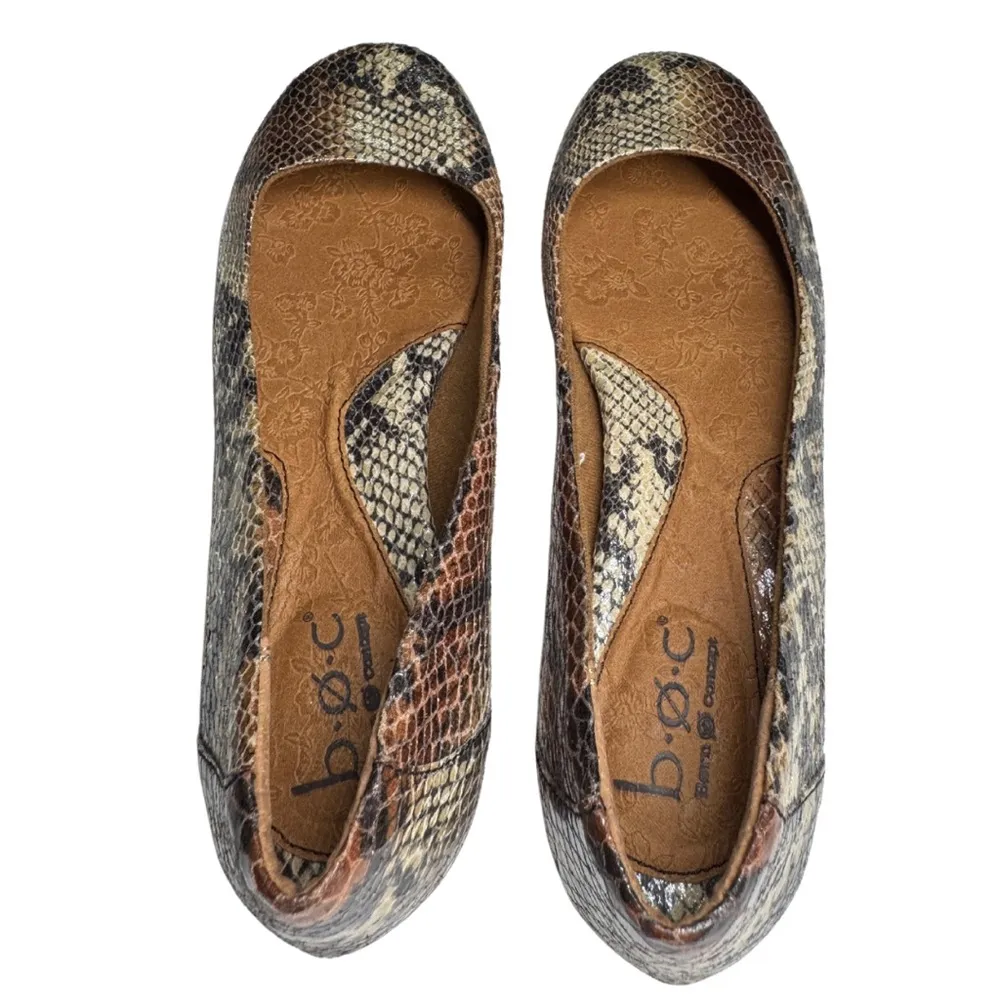 BOC Cream Brown ballet Flats reptile Snakeskin Pattern 8 neutral animal print - Image 7