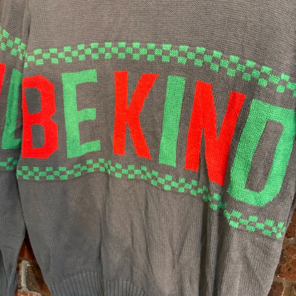 IML womens holiday Christmas be kind cotton sweater gray XS - Image 2