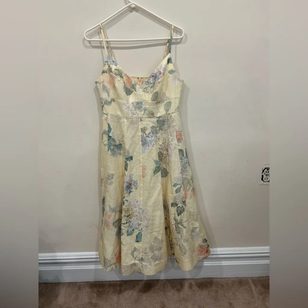 Zimmermann Illuminate Picnic Dress in Lemon Hydrangeas Size 3 AU Floral Linen - Image 5