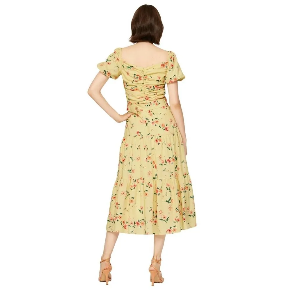 Paloma Blue Evie Dress in Yellow XSmall Womens Midi Floral Size XS - Image 2