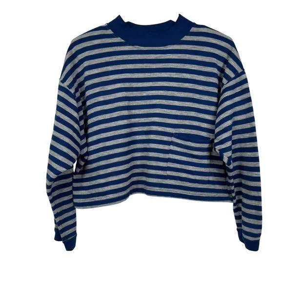 Vintage JCP fragile Crewneck‎ Striped Pocket Crop Long Sleeve Tee SIze L - Image 2