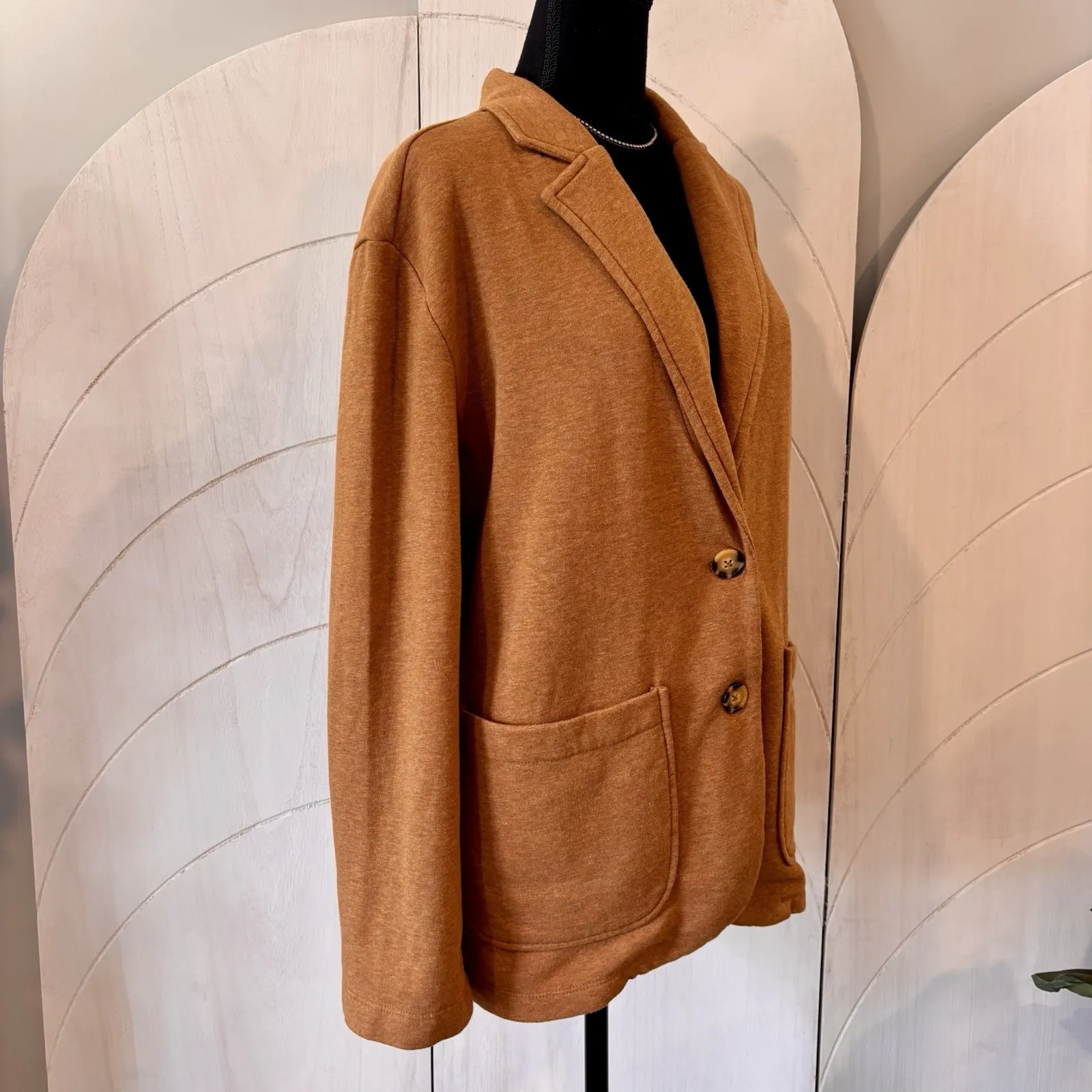 Universal Thread Heather Brown Knit Cardigan Button Front Patch Pocket Sz Small - Image 3