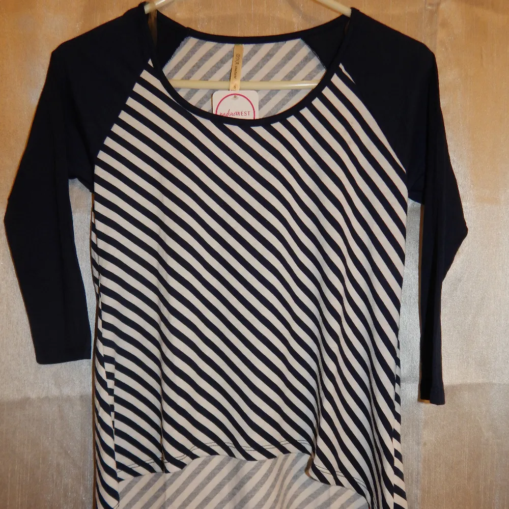 DNA Navy Blue and White Stripe Top - Image 5