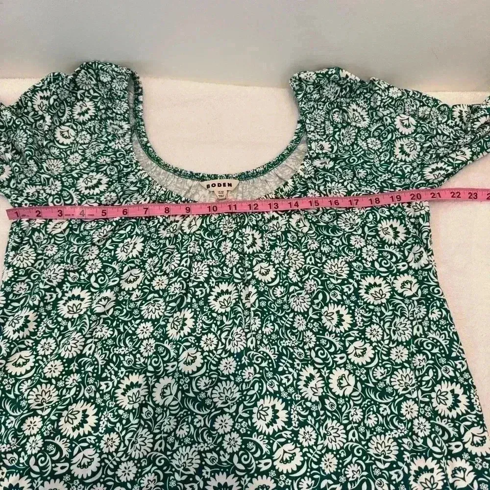 BODEN Scoop Tiered Jersey Mini Dress UK Size 8R Bottle Green Bloom‎ Cascade NWT - Image 6