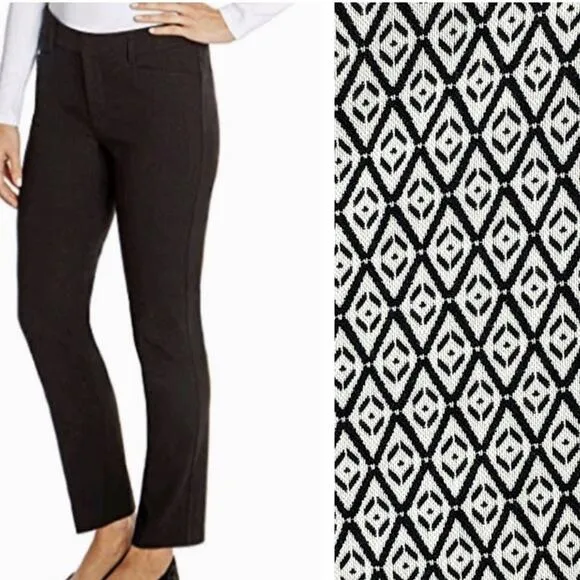 Mario Serrani Geometric Print Black and White Slim Cropped Chino Pant size 8 - Image 2