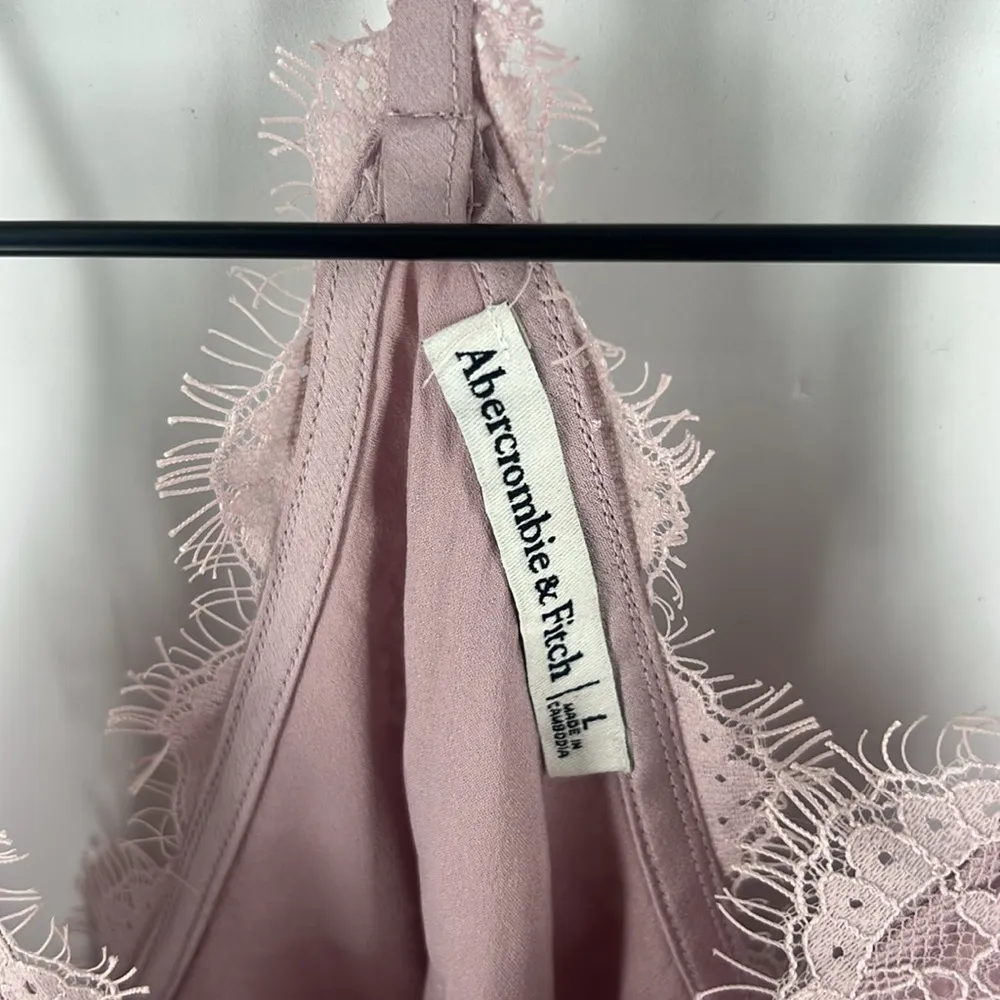 Abercrombie & Fitch  Satin Lace Trimmed Spaghetti Strap Bodysuit - Image 5