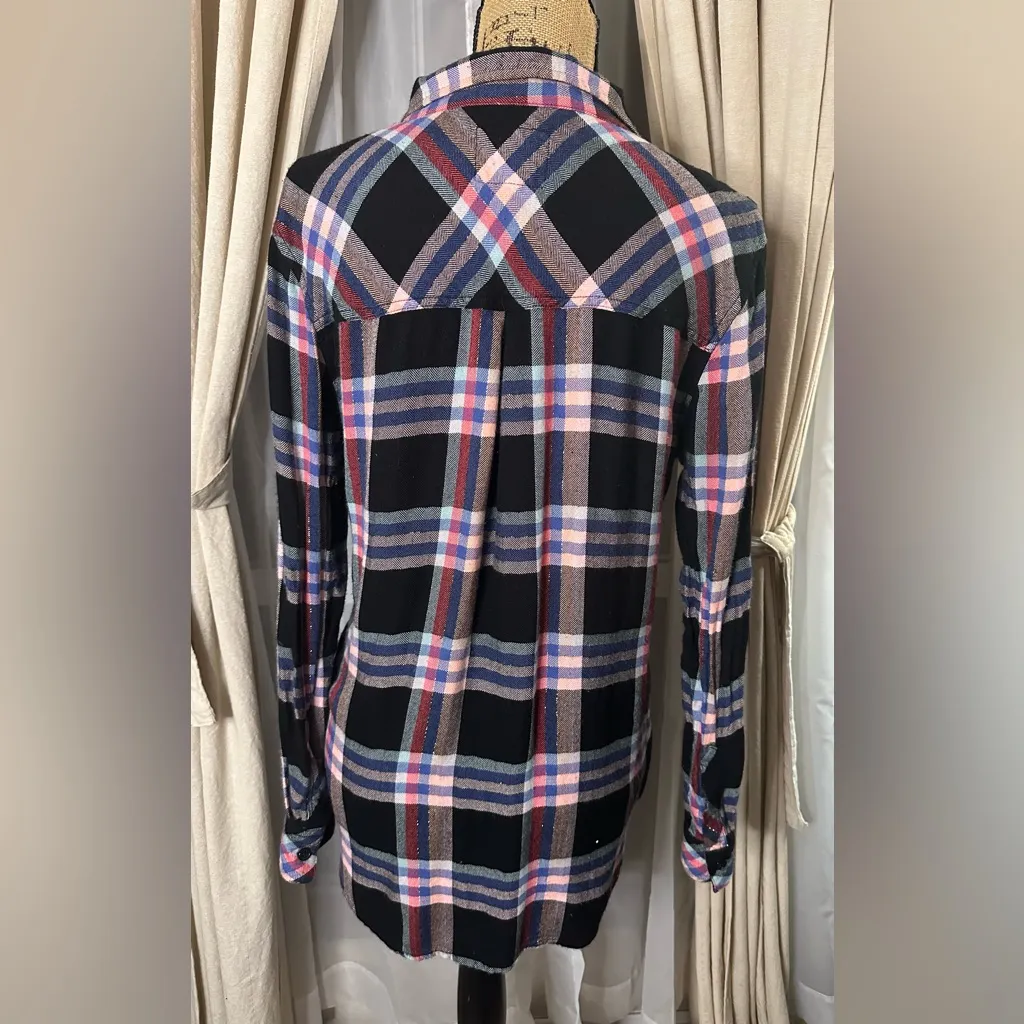 Rails Hunter Black Melon Aqua luxurious flannel design with metallic threads - Image 5