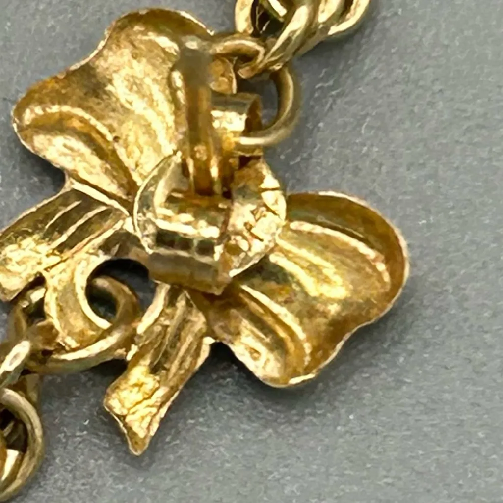 14K Gold Bow Chain Dangle Earrings - Image 8