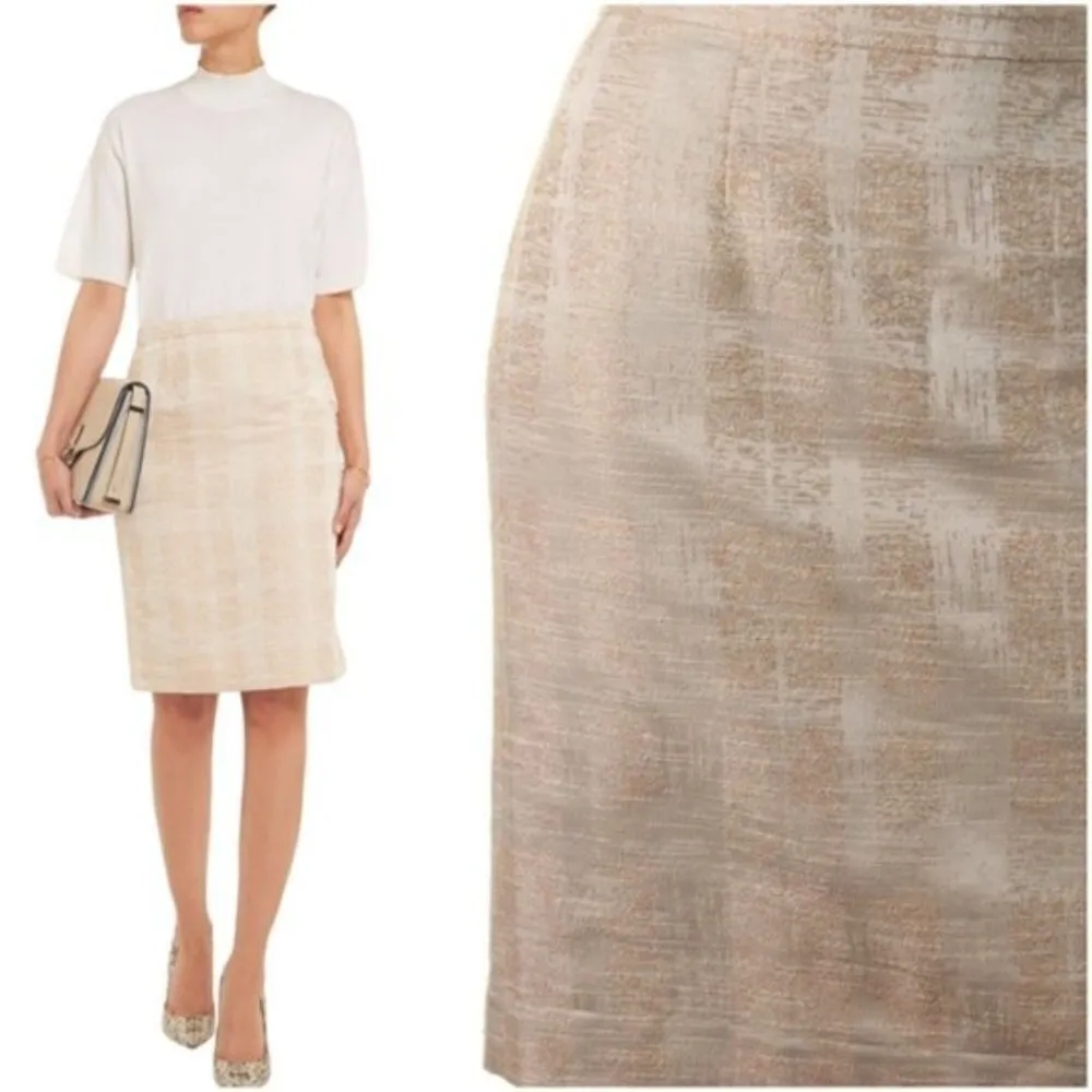 Tory Burch Devora Jacquard Pencil Skirt, Ivory and Gold, Size: 12, NEW w/ Tags! - Image 3
