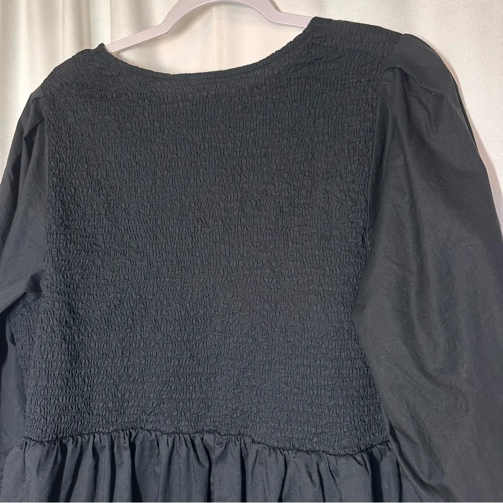 Old Navy Black Midi Maxi Dress Long Sleeve Boho Prairie Peasant Sweetheart XXL - Image 9