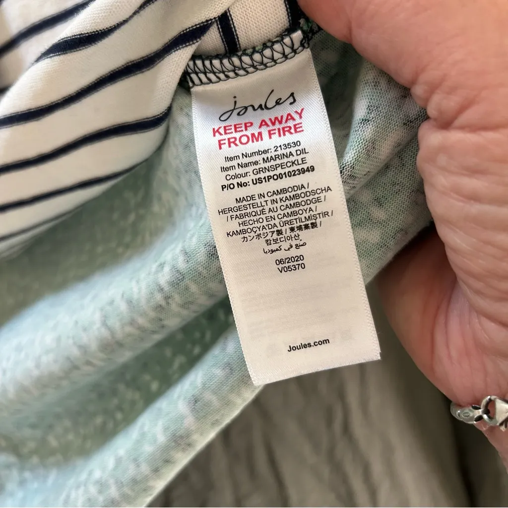 Joules Marina Drop Shoulder Stripe Speckled Knit Jersey Cotton Top. Size 12. - Image 10