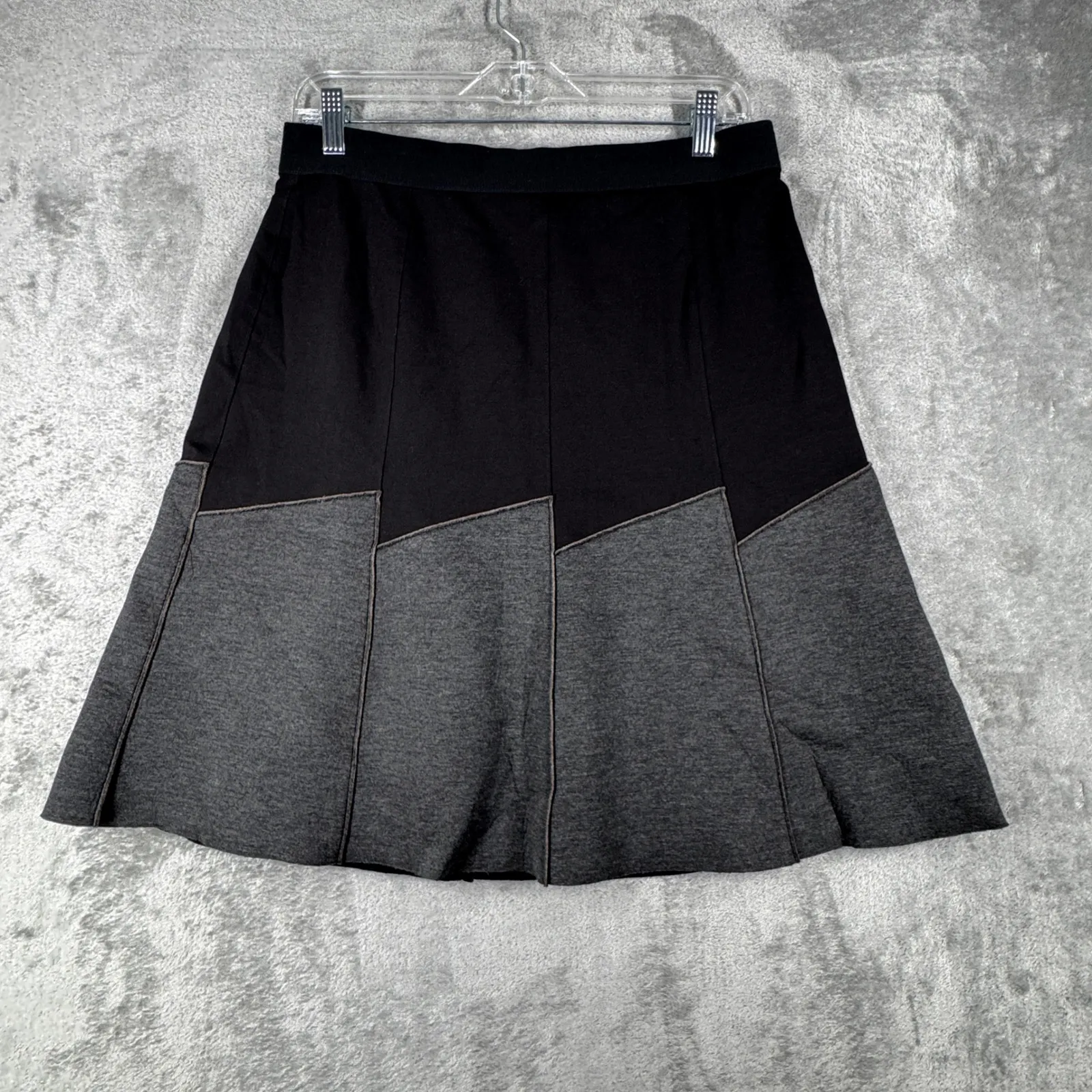 Elie Tahari Skirt Color Block Women 10 Panelled A-Line Casual Neutral Black Gray - Image 2