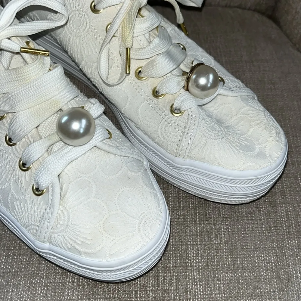 Keds X Kate Spade New York Triple Kick Floral Eyelet & Pearl Sneakers - Image 4