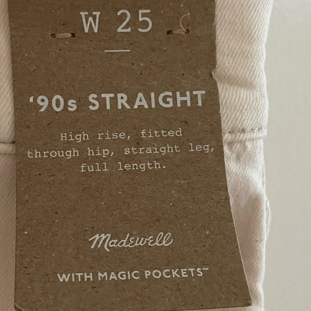 Madewell 90’s straight high rise cream jeans women 25 NWT - Image 7