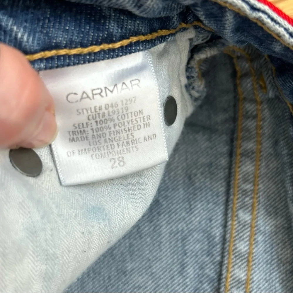 Carmar | Colin Red stripe Raw Hem Denim Mini Skirt Y2K Size 28 Blue - Image 12