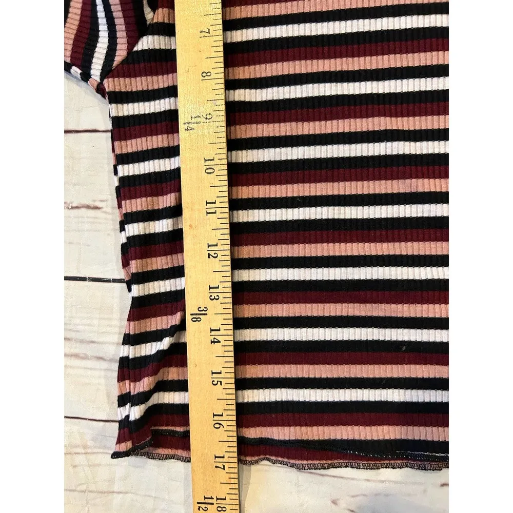 Caution to the Wind Pink Scoop Neck Women Long Sleeve Striped 90s - Image 6