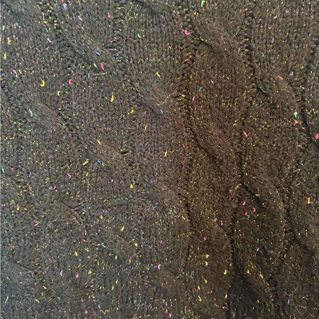 Heartloom black cable-knit sweater with multicolored speckles, Small - Image 3