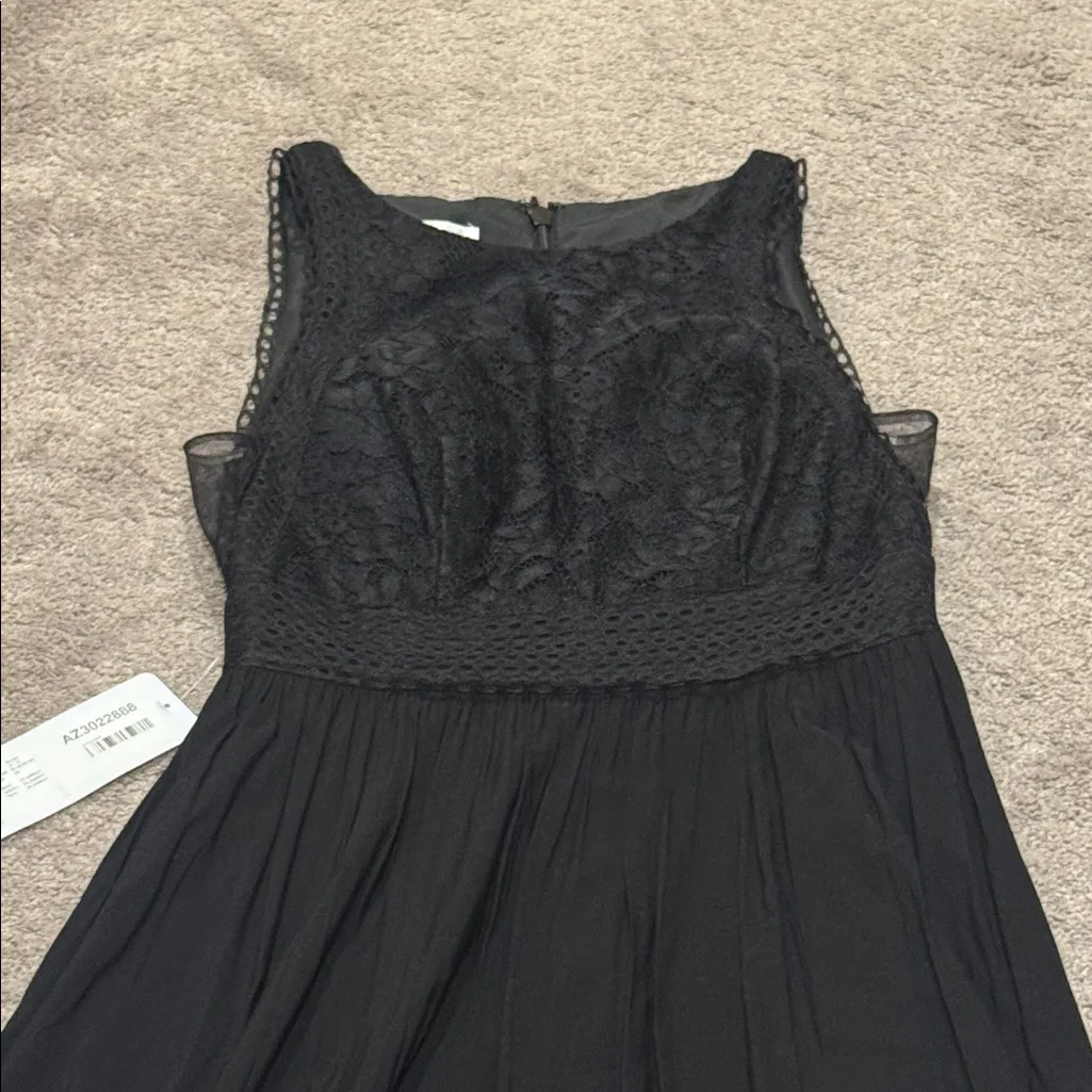 Azazie Black Amber Floral Lace Top Dress SIZE 6 - Image 2