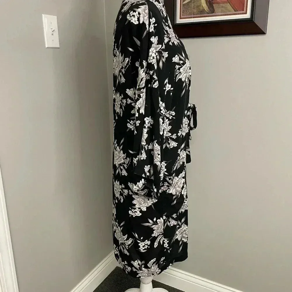 Spiritual Gangster 🌵 Black & Gray Maya Floral Kimono OS - Image 3