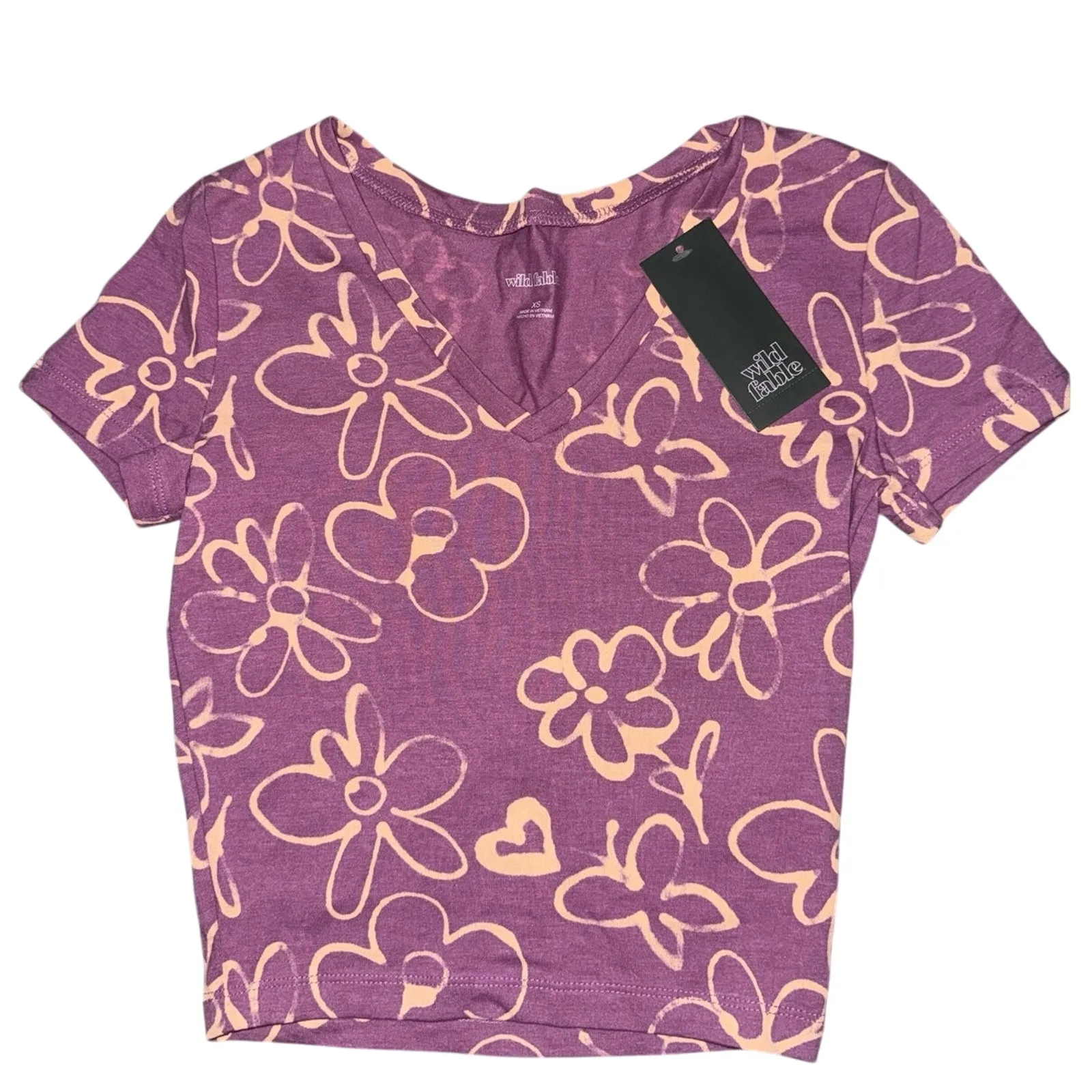 NEW NWT Purple Floral Size Xs Casual Wear Cropped Top WILD FABLE SpongeBob vibes - Image 3