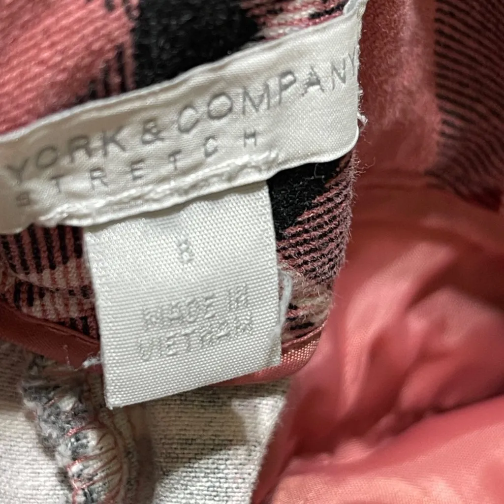 New York & Company Pixie Pant Pink Black Plaid Size 8 Stretch Cropped - Image 4