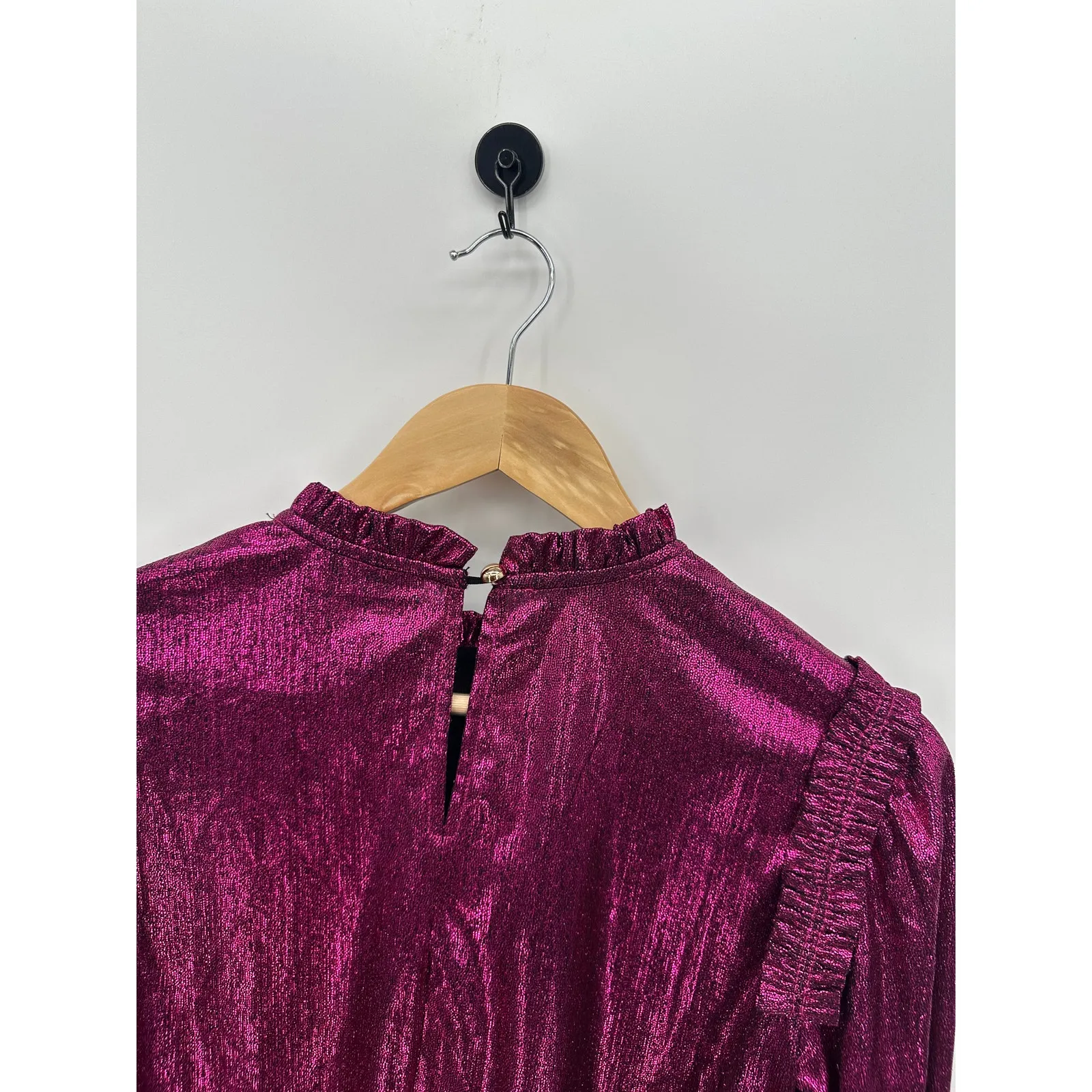 SSYS The Label The Noel Top Women Size Medium Metallic Pink High Neck Party - Image 8