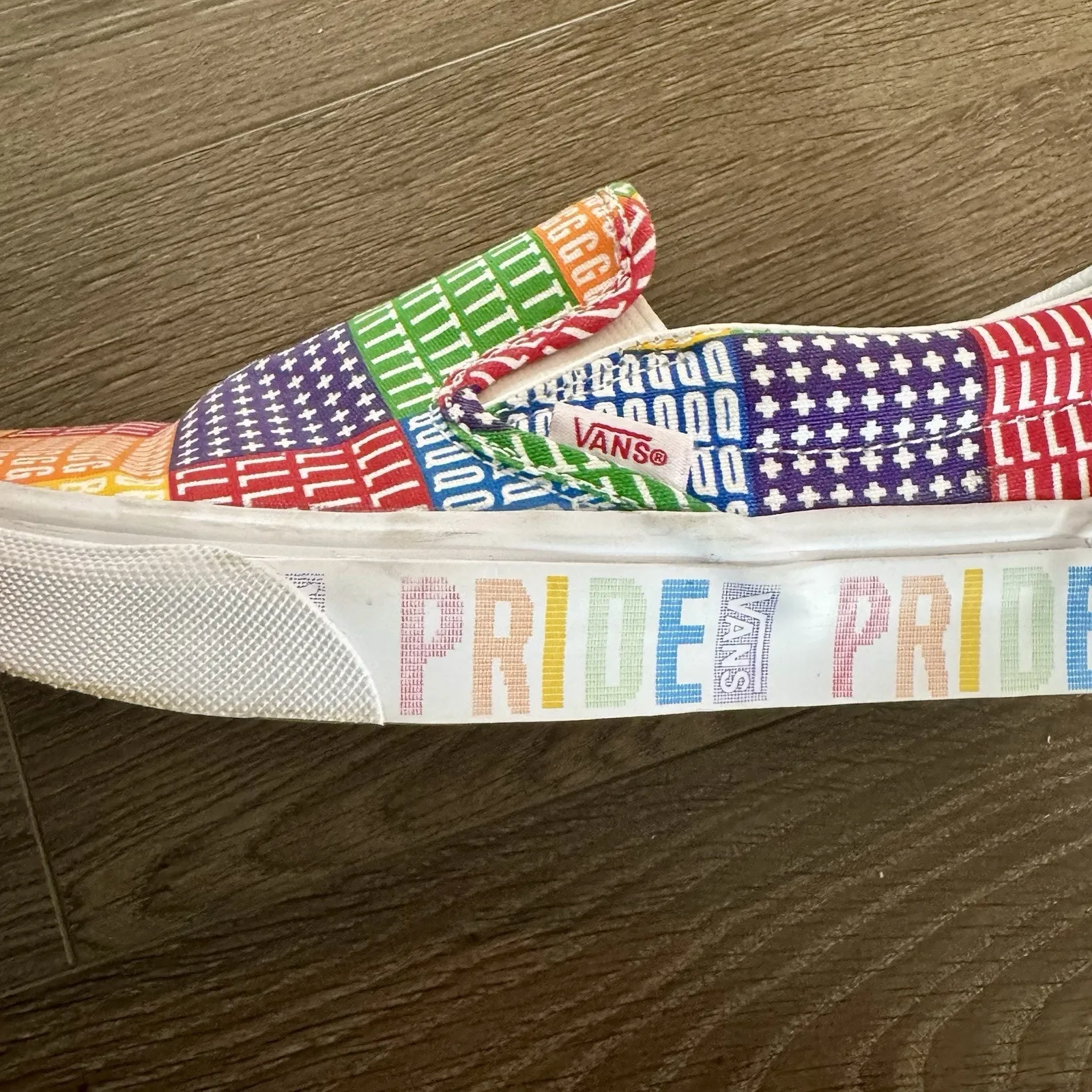 VANS Classic Slip On PRIDE LGBTQ+ Women’s 6.5 Multicolor Rainbow Low Top Shoes - Image 3