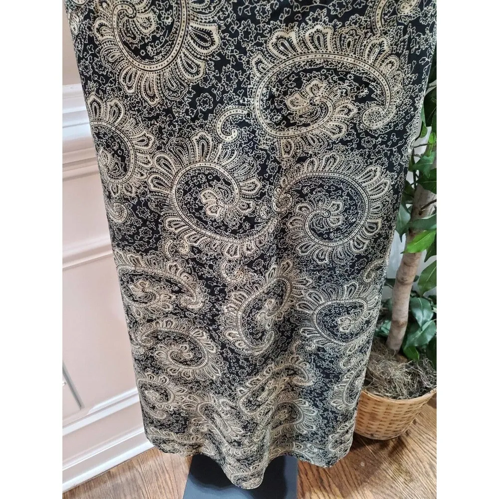 Old Navy Women Beige & Black Polyester V-Neck Sleeveless Long Maxi Dress Size 8 - Image 4