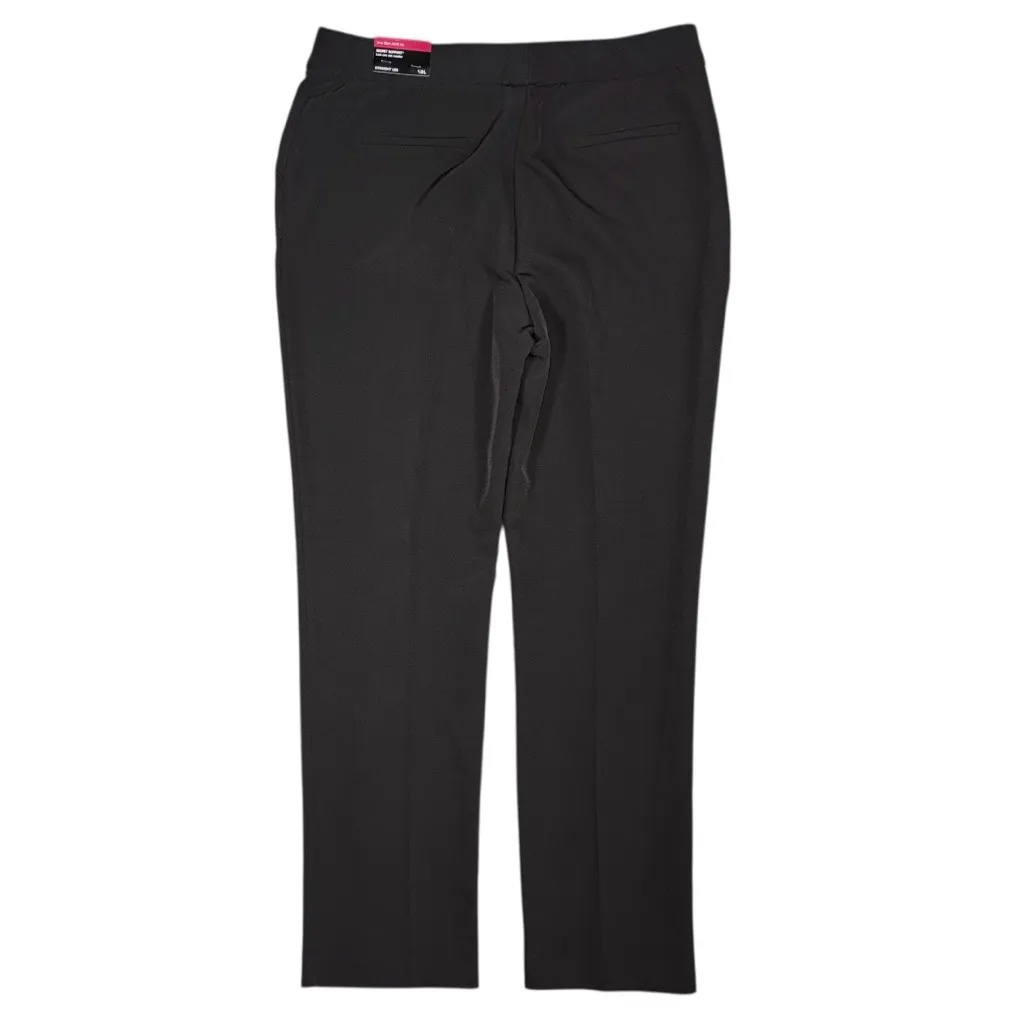NWT Investments 5th Ave Fit Straight Leg Tummy Control Pants Black 12 Long - Image 3