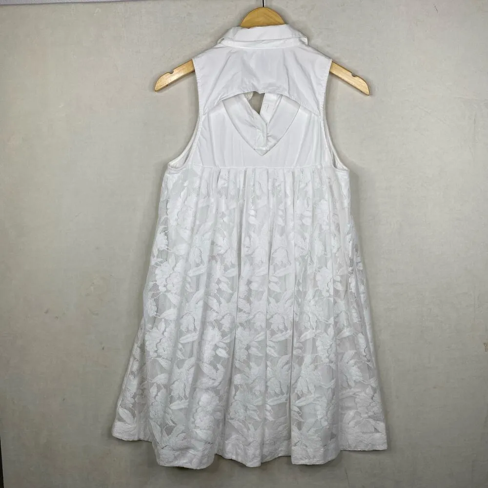 Anthropologie HD in Paris White Floral Lace Print High-Neck Dress Size Small - Image 4