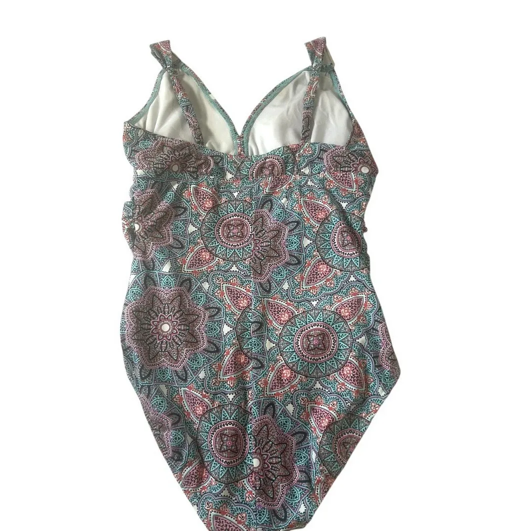 Love Your Assets By Sara Blakely Spanx One Piece Paisley Swimsuit‎ Women's L - Image 3