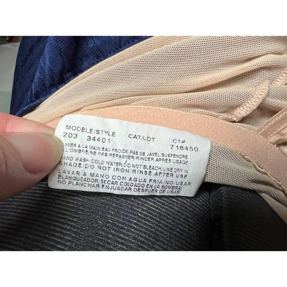 Christina one piece swimsuit Vintage textured waves square neck navy - Image 10