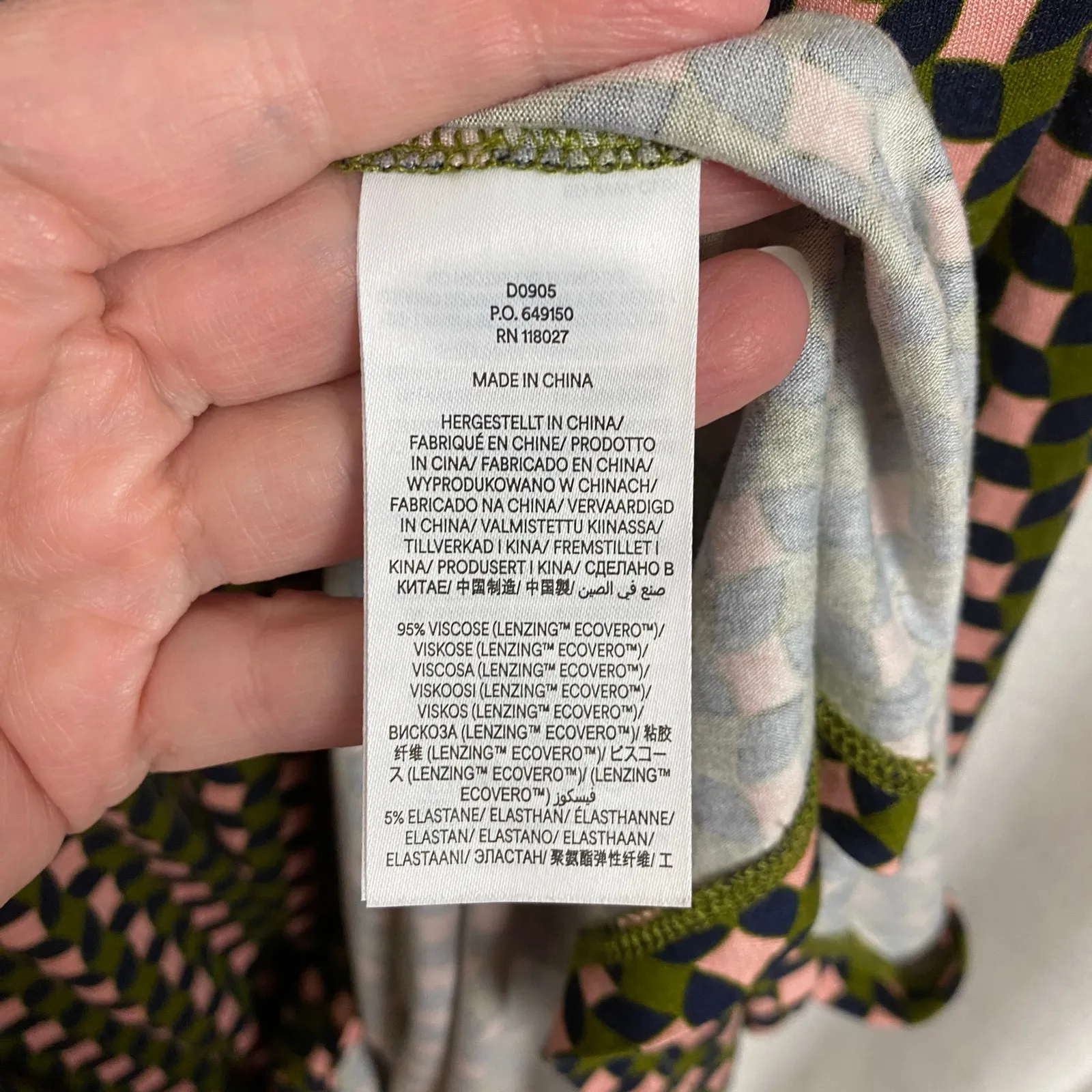 Boden Olive Green&Pink Abstract Diamond Long Sleeve Jersey Thea Dress Sz.12R Green Size 12 - Image 13