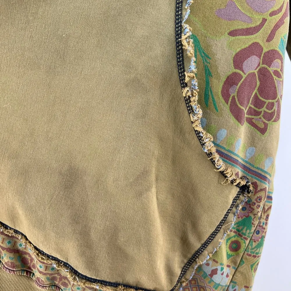 Yesno Long Hoodie Sweatshirt Dress Olive Green Hippie Grunge - Image 5